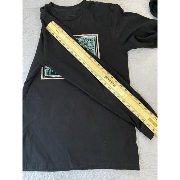 Quicksilver Sz M Front Graphic LS Black T Shirt Surf Beach Casual - Picture 7 of 7